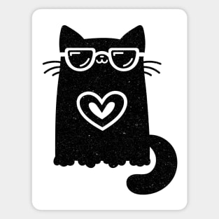 Black cat wearing sunglasses Magnet